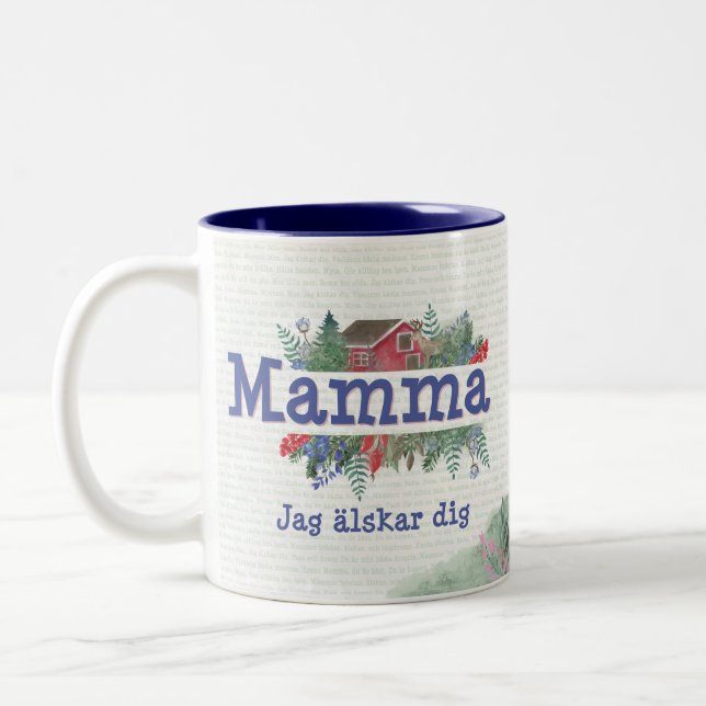 Swedish Mamma Jag älskar dig  Two-Tone Coffee Mug (Left)
