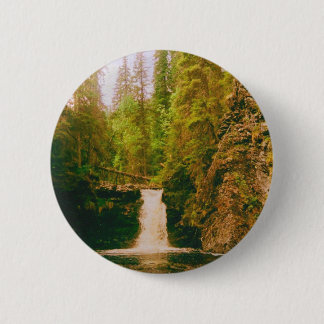 Swedish Moody Waterfall, Hälsingland, Sweden 6 Cm Round Badge