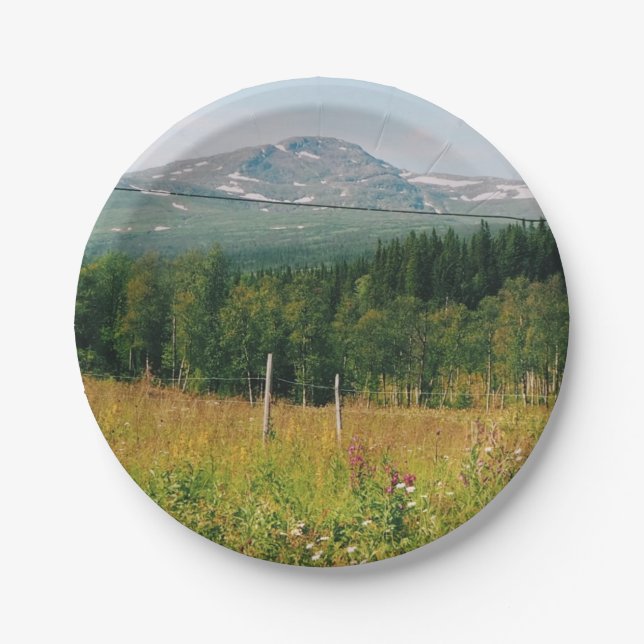 Swedish Mountain Landscape  Paper Plate (Front)