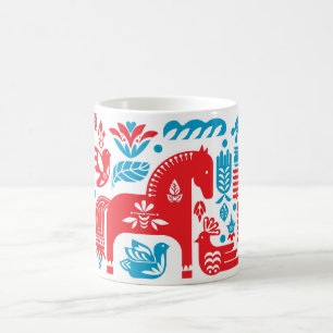 Swedish Red and Blue Dala Mug