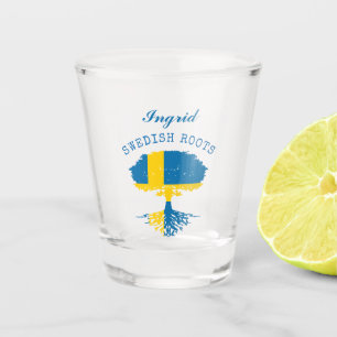 Swedish Roots Flag Personalised Shot Glass
