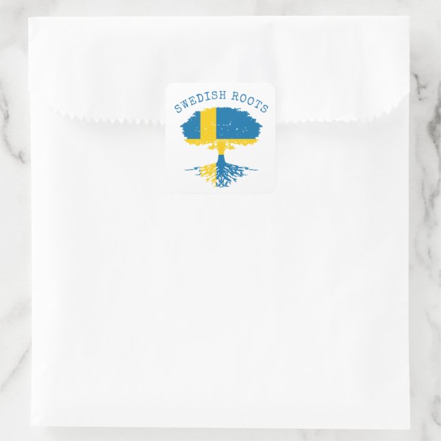 Swedish Roots Flag Square Sticker (Bag)