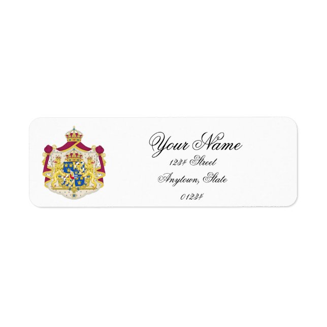 Swedish Royalty Personalise Return Address Label (Front)