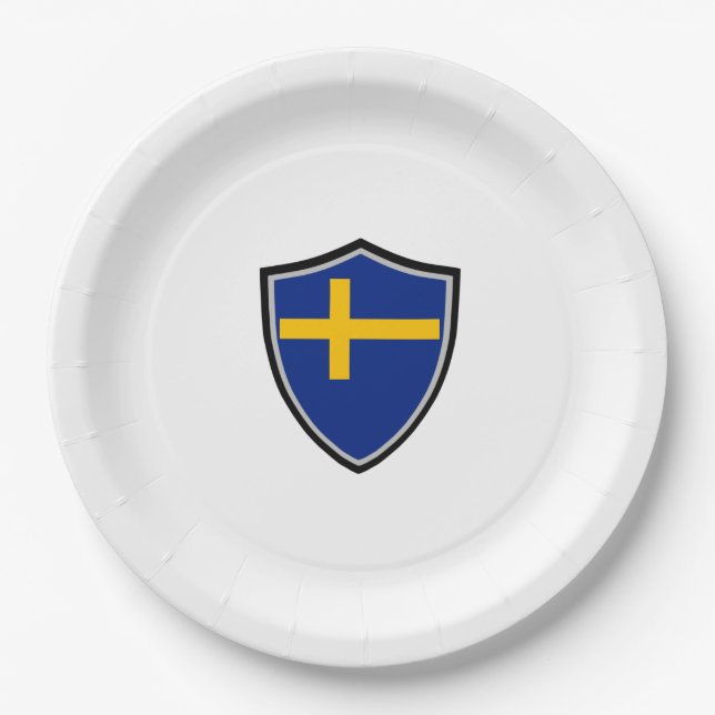 Swedish shield flag paper plate (Front)