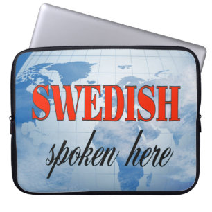 Swedish spoken here cloudy earth laptop sleeve