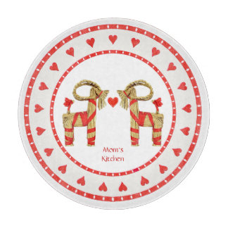 Swedish Straw Goat and Hearts Personalised Cutting Board