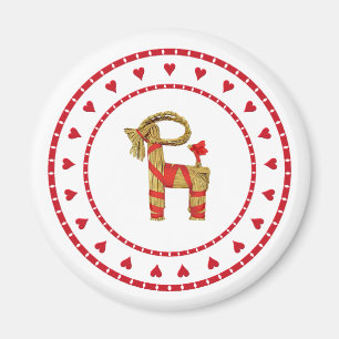 Swedish Straw Goat with Hearts Magnet