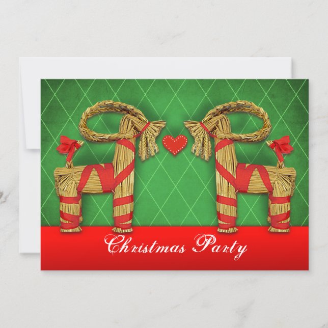 Swedish Straw Goats Christmas Holiday Party Custom Invitation (Front)