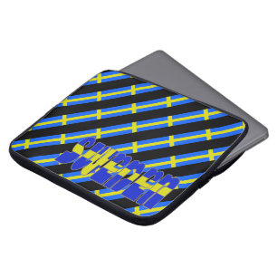 Swedish stripes flag laptop sleeve