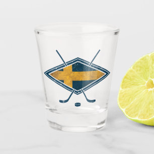Swedish Sverige Ice Hockey Flag Logo Shot Glass
