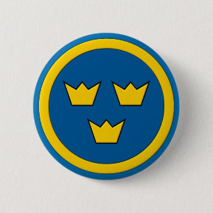 Swedish Three Crowns Flygvapnet 6 Cm Round Badge