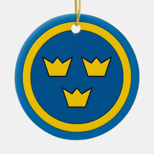 Swedish Three Crowns Flygvapnet Emblem Ceramic Tree Decoration (Front)