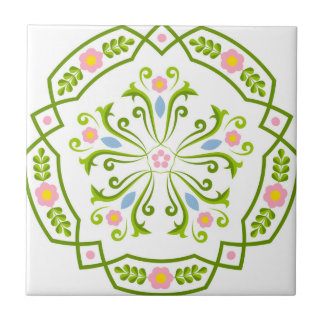 swedish tiles fresh green flowers