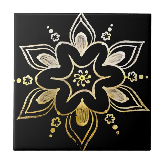 swedish tiles modern yellow flowers (Front)