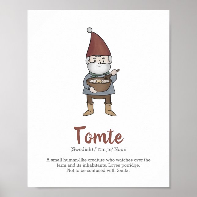 Swedish Tomte Gnome Definition  Poster (Front)