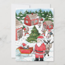 Swedish Tomten Christmas Village Watercolor