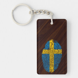 Swedish touch fingerprint flag key ring