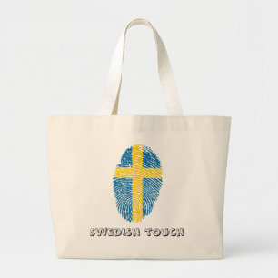 Swedish touch fingerprint flag large tote bag