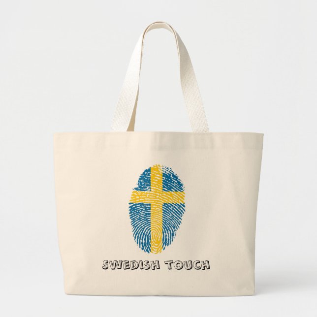 Swedish touch fingerprint flag large tote bag (Front)