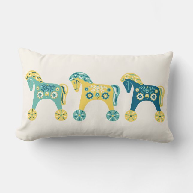 Swedish Toy Horses Lumbar Cushion (Front)