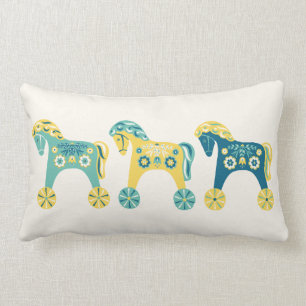 Swedish Toy Horses Lumbar Cushion