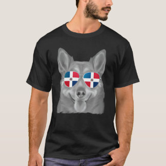 Swedish Vallhund Dog Dominican Flag Sunglasses T-Shirt