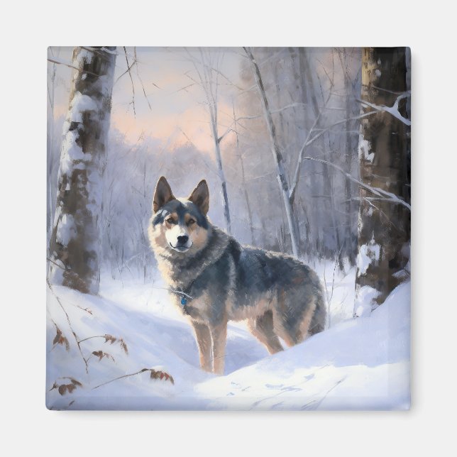 Swedish Vallhund Let It Snow Christmas  Magnet (Front)