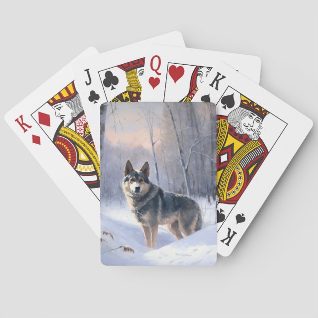 Swedish Vallhund Let It Snow Christmas  Playing Cards (Back)