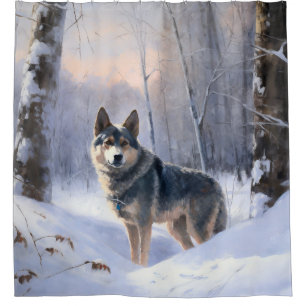 Swedish Vallhund Let It Snow Christmas  Shower Curtain