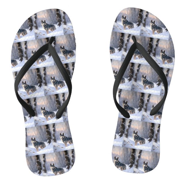 Swedish Vallhund Let It Snow Christmas  Thongs (Footbed)