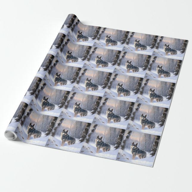 Swedish Vallhund Let It Snow Christmas  Wrapping Paper (Unrolled)