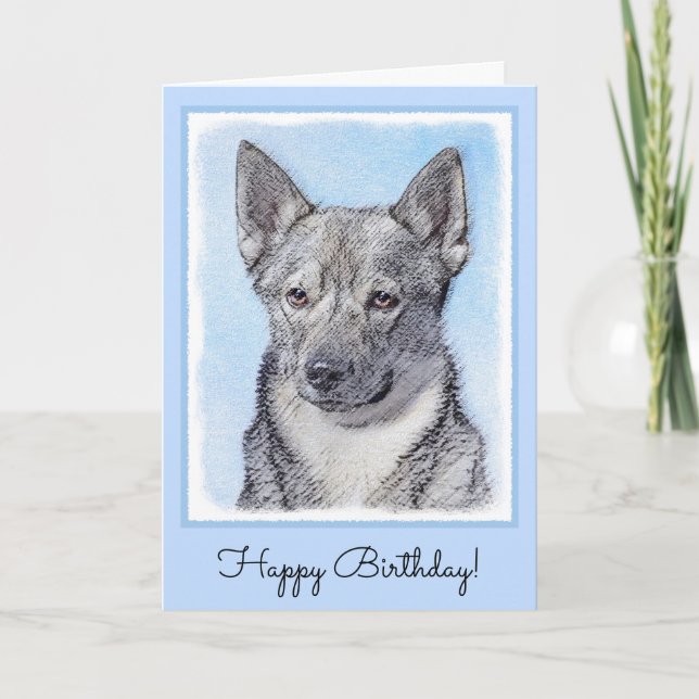 Swedish Vallhund Painting - Cute Original Dog Art Card (Front)