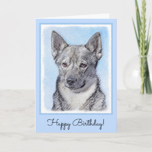 Swedish Vallhund Painting - Cute Original Dog Art Card