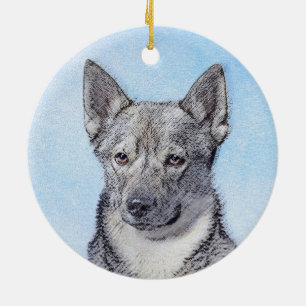 Swedish Vallhund Painting - Cute Original Dog Art Ceramic Ornament