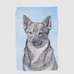Swedish Vallhund Painting - Cute Original Dog Art Golf Towel