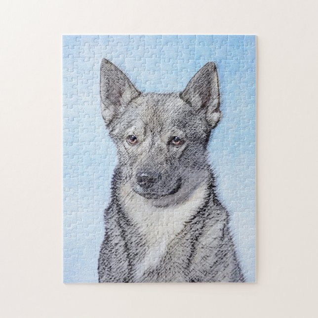 Swedish Vallhund Painting - Cute Original Dog Art Jigsaw Puzzle (Vertical)