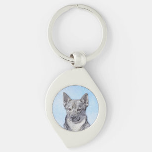Swedish Vallhund Painting - Cute Original Dog Art Key Ring