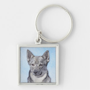 Swedish Vallhund Painting - Cute Original Dog Art Key Ring