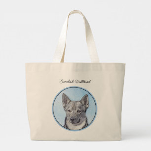 Swedish Vallhund Painting Cute Original Dog Art Large Tote Bag