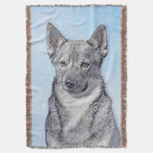 Swedish Vallhund Painting - Cute Original Dog Art Throw Blanket