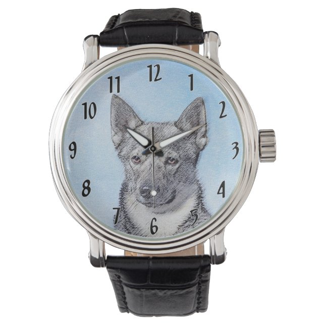 Swedish Vallhund Painting - Cute Original Dog Art Watch (Front)