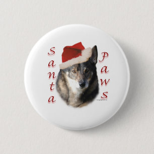 Swedish Vallhund Santa Paws 6 Cm Round Badge