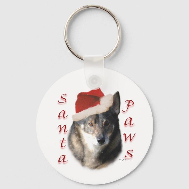 Swedish Vallhund Santa Paws Keychain (Front)