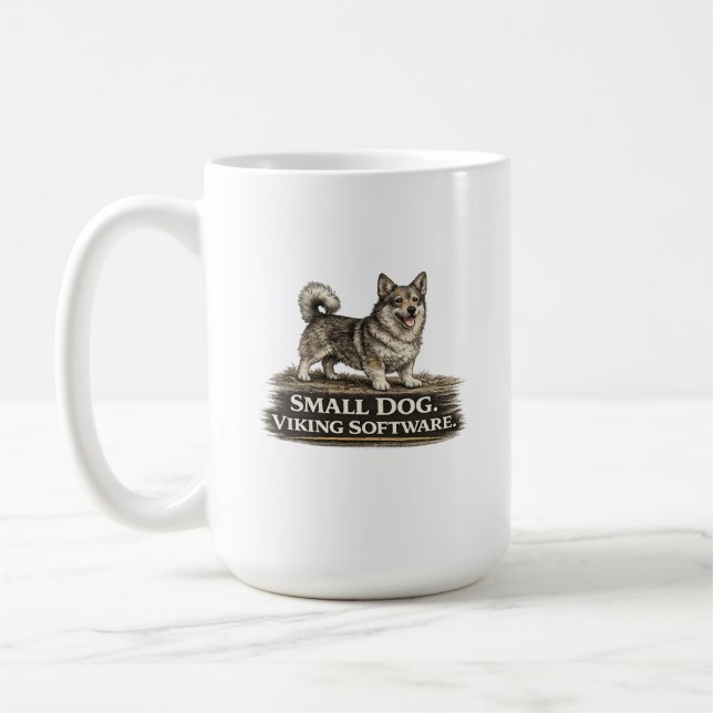 Swedish Vallhund – Small Dog Viking Software Coffee Mug (Left)