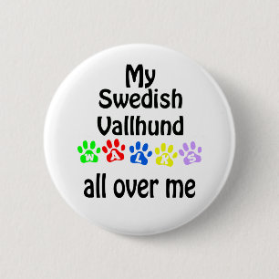 Swedish Vallhund Walks Design 6 Cm Round Badge