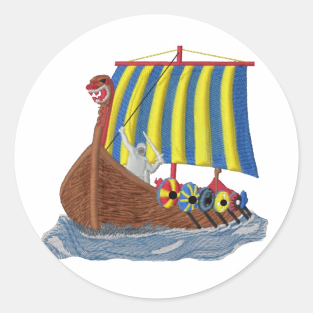 Swedish Viking Ship Classic Round Sticker (Front)