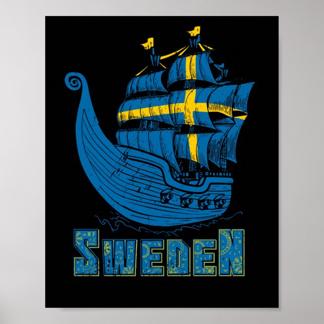 Swedish Viking Ship Gift Swedish Viking Poster (Front)