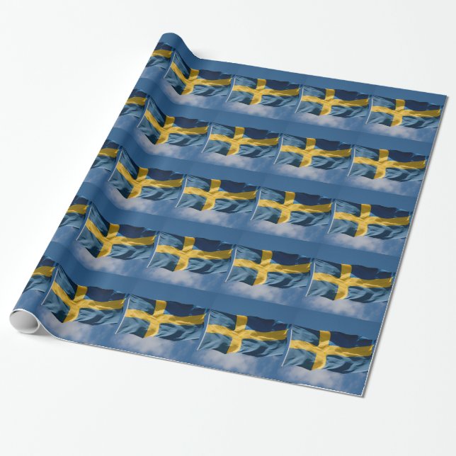 Swedish waving flag wrapping paper (Unrolled)