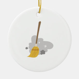 Sweep Broom Ceramic Ornament