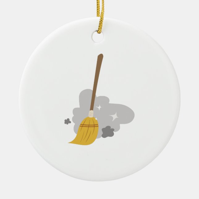 Sweep Broom Ceramic Ornament (Front)